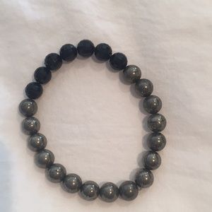 Pyrite and black bead bracelet
